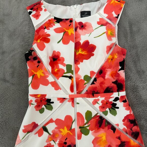 Adrianna Papell Floral Fit and Flare Sleeveless Dress Women's 8 Mesh Inserts - Picture 2 of 7